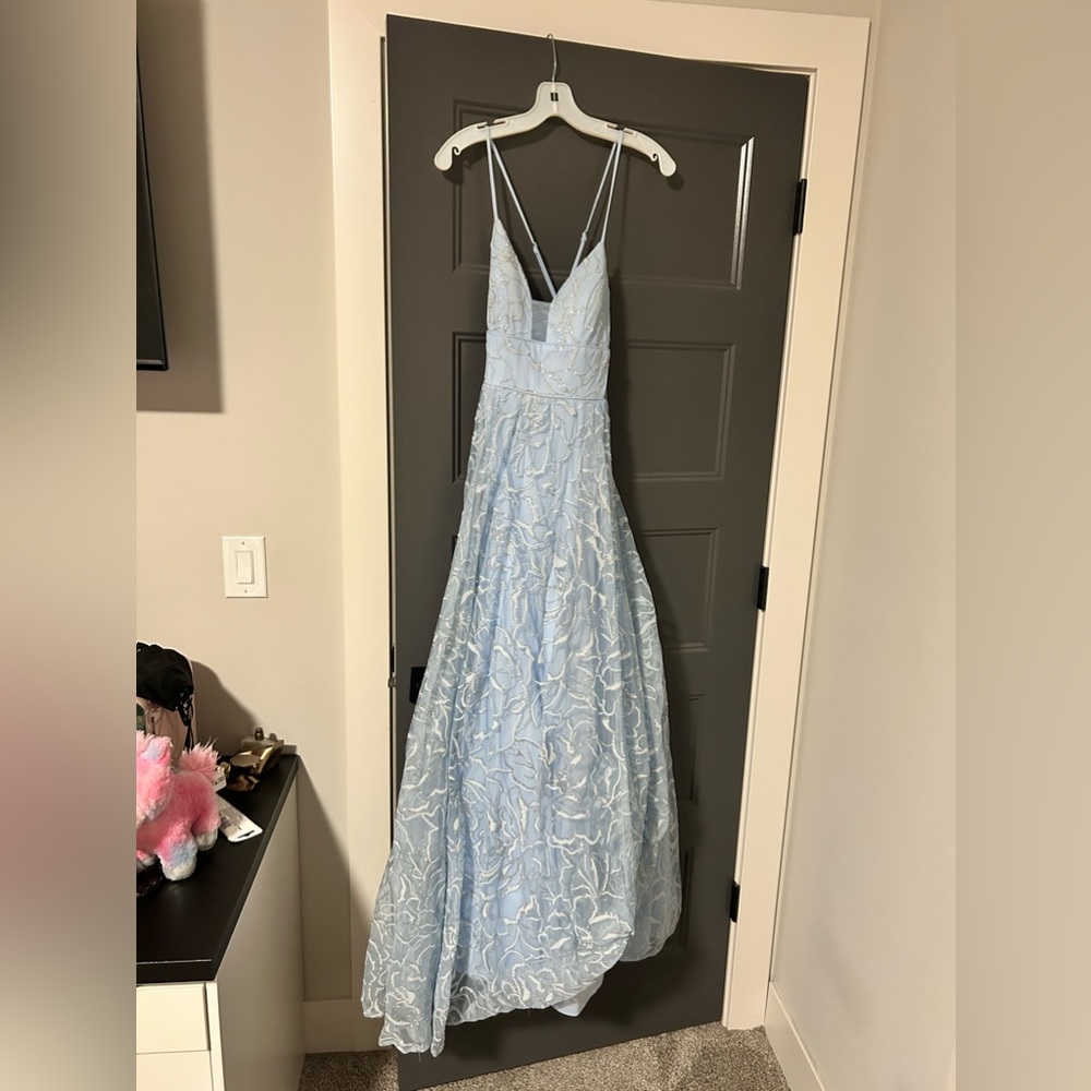 Cinderella blue and silver prom dress